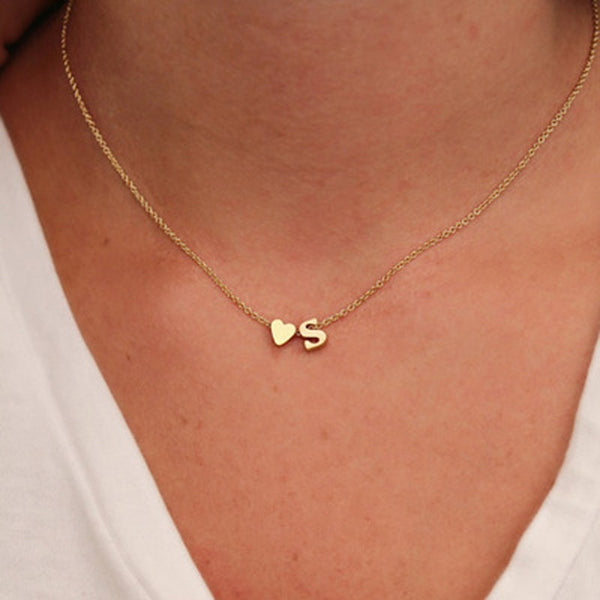 Tiny Heart Dainty Initial Necklace Name Choker Necklace For Women Pendant Jewelry Gift